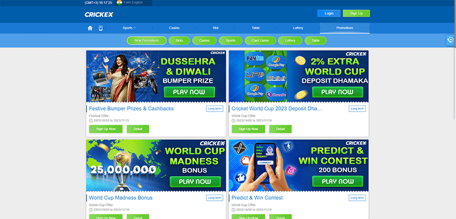 Promotions and bonuses at Crickex Casino