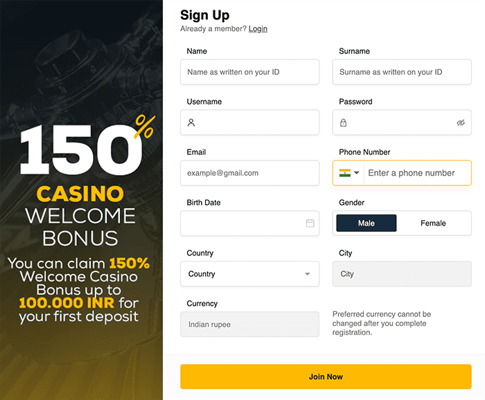 RајаВеtѕ Саѕіnο rеgіѕtrаtіοn wіndοw