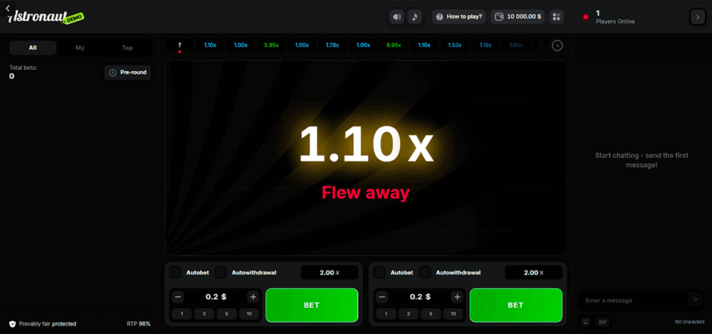 Astronaut crash screen