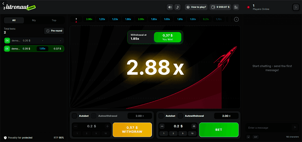 Astronaut win screen