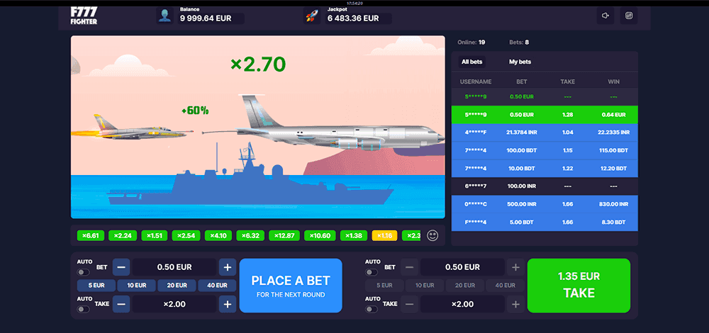 F777 Fighter bonus screen