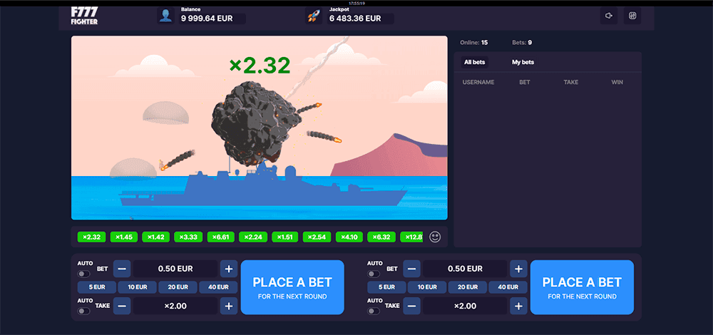 F777 Fighter crash screen
