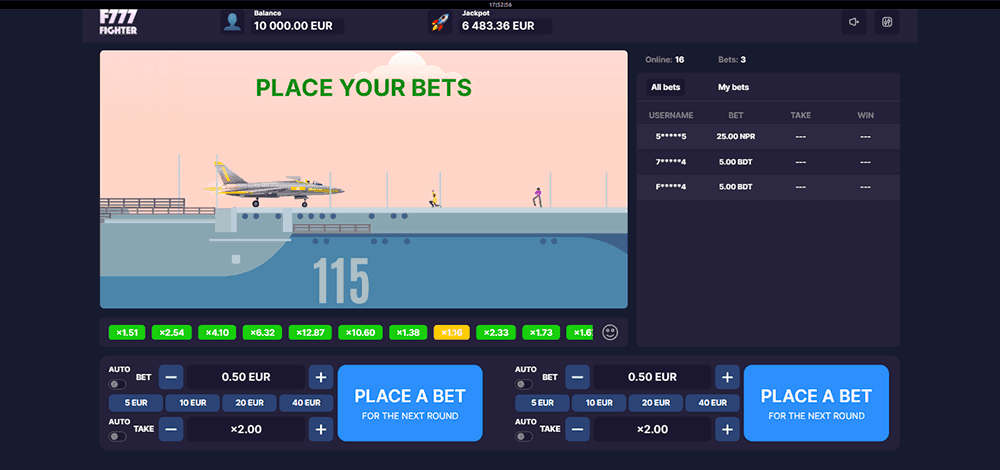 F777 Fighter placing the bets