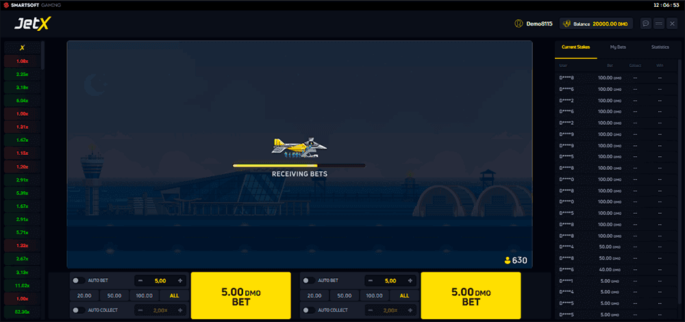 JetX accepting bets screen