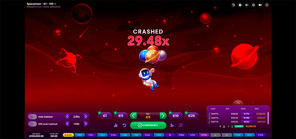 Spaceman crash screen